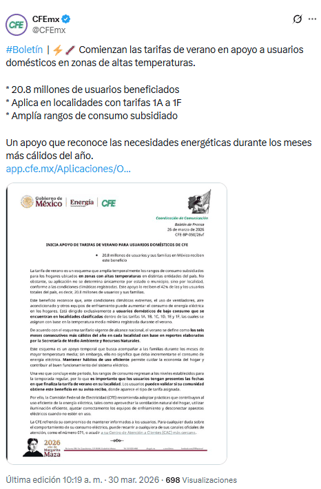 X / @CFEmx X / @CFEmx