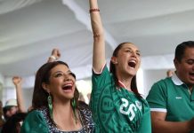La presidenta Claudia Sheinbaum y Clara Brugada asisten a festejos públicos por la inauguración del Mundial 2026