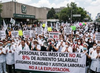 Personal del IMSS rechaza el 8% de aumento salarial